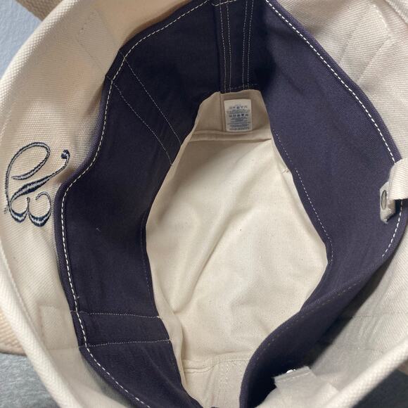 Lands End Canvas Tote Beige and Navy w/ letter "B" Good Condition. Pre-Owned - Picture 6 of 14